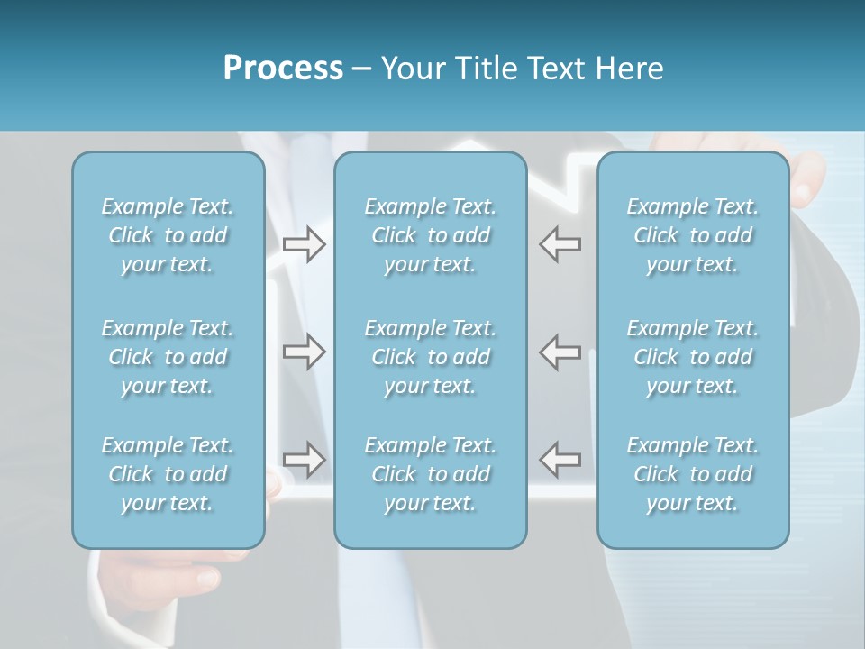 A Man In A Suit And Tie Is Pointing To A House PowerPoint Template