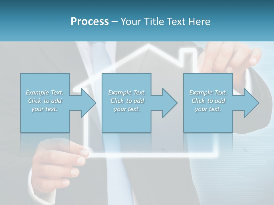 A Man In A Suit And Tie Is Pointing To A House PowerPoint Template