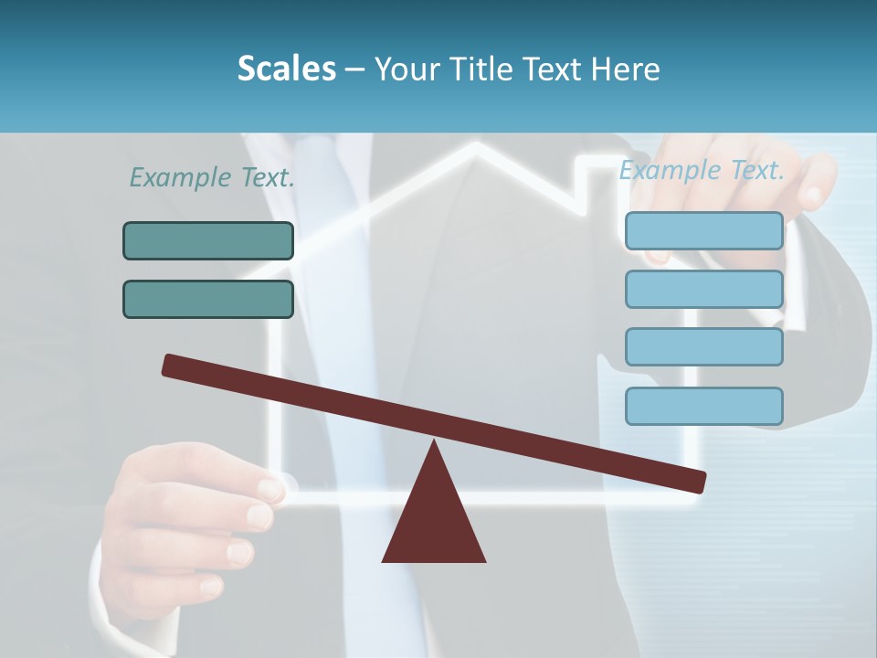 A Man In A Suit And Tie Is Pointing To A House PowerPoint Template