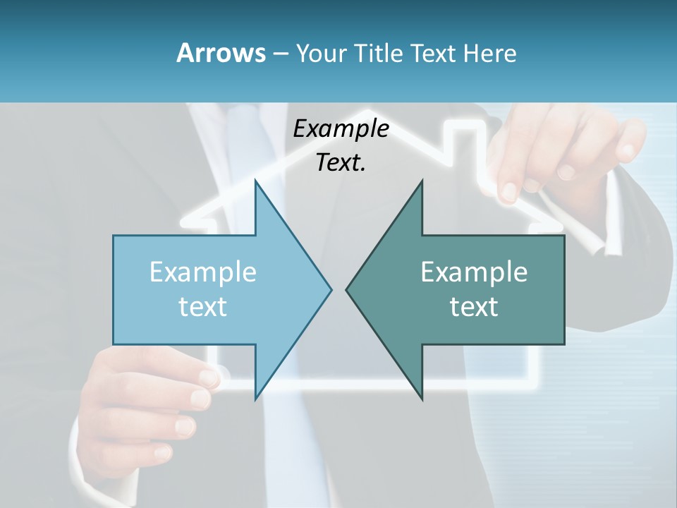 A Man In A Suit And Tie Is Pointing To A House PowerPoint Template