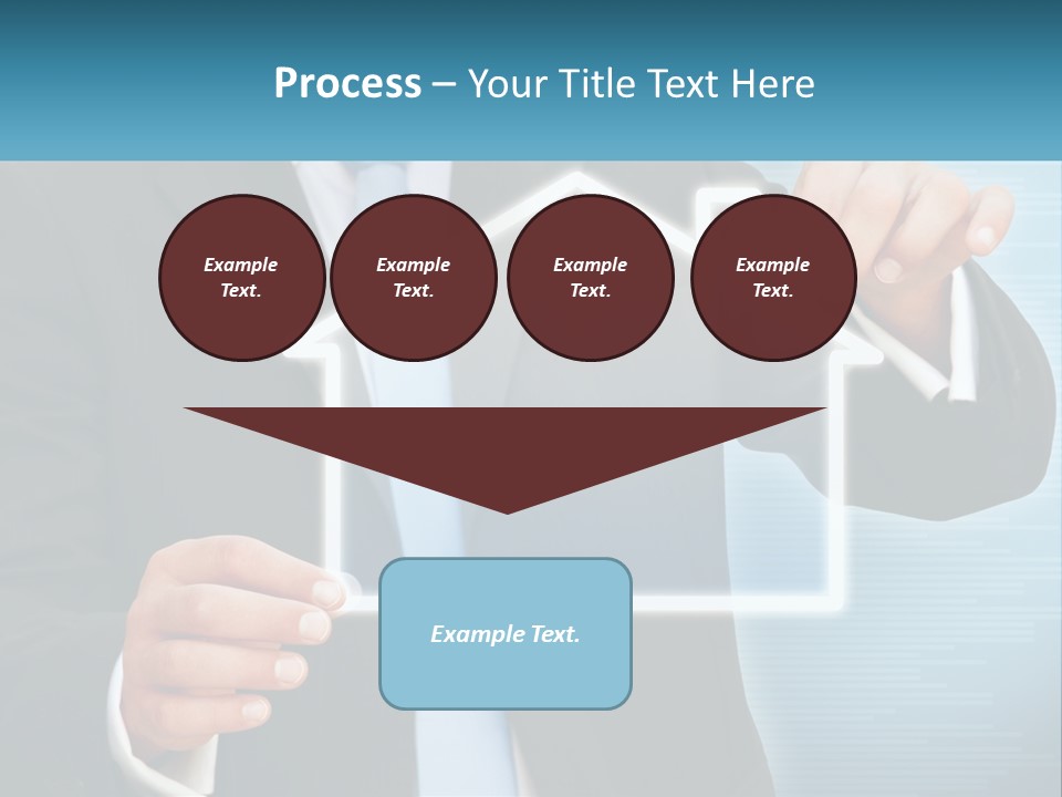 A Man In A Suit And Tie Is Pointing To A House PowerPoint Template
