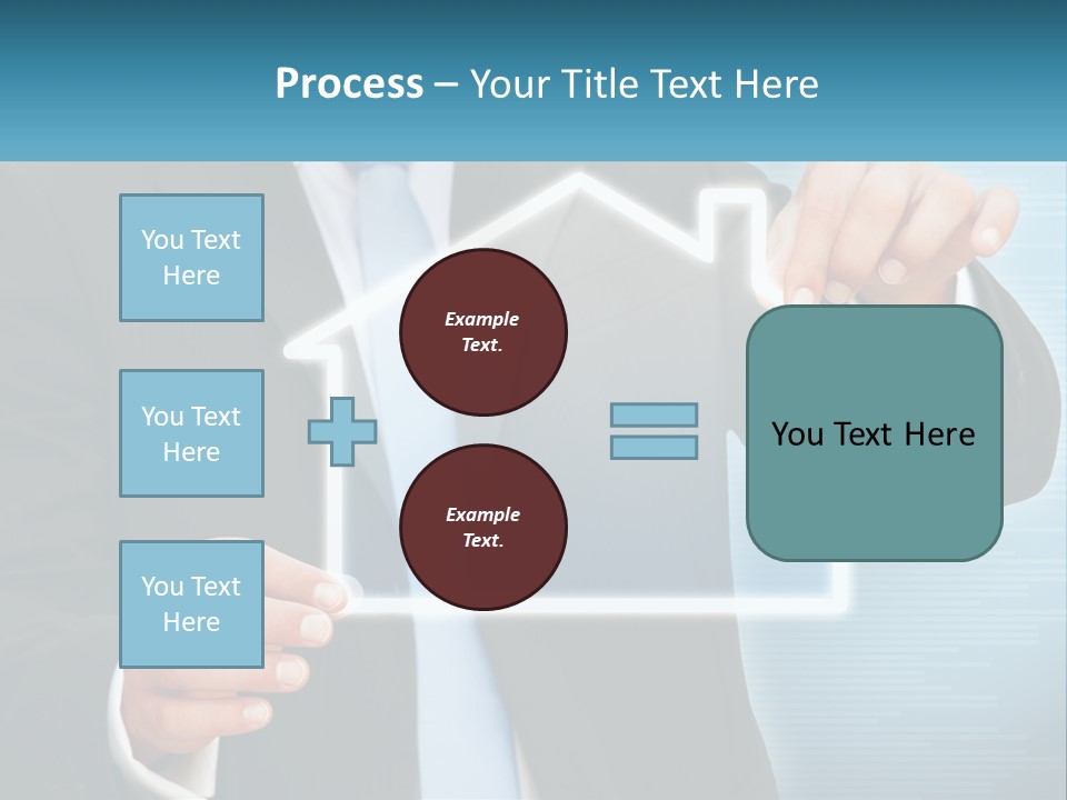 A Man In A Suit And Tie Is Pointing To A House PowerPoint Template