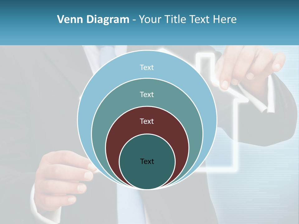 A Man In A Suit And Tie Is Pointing To A House PowerPoint Template