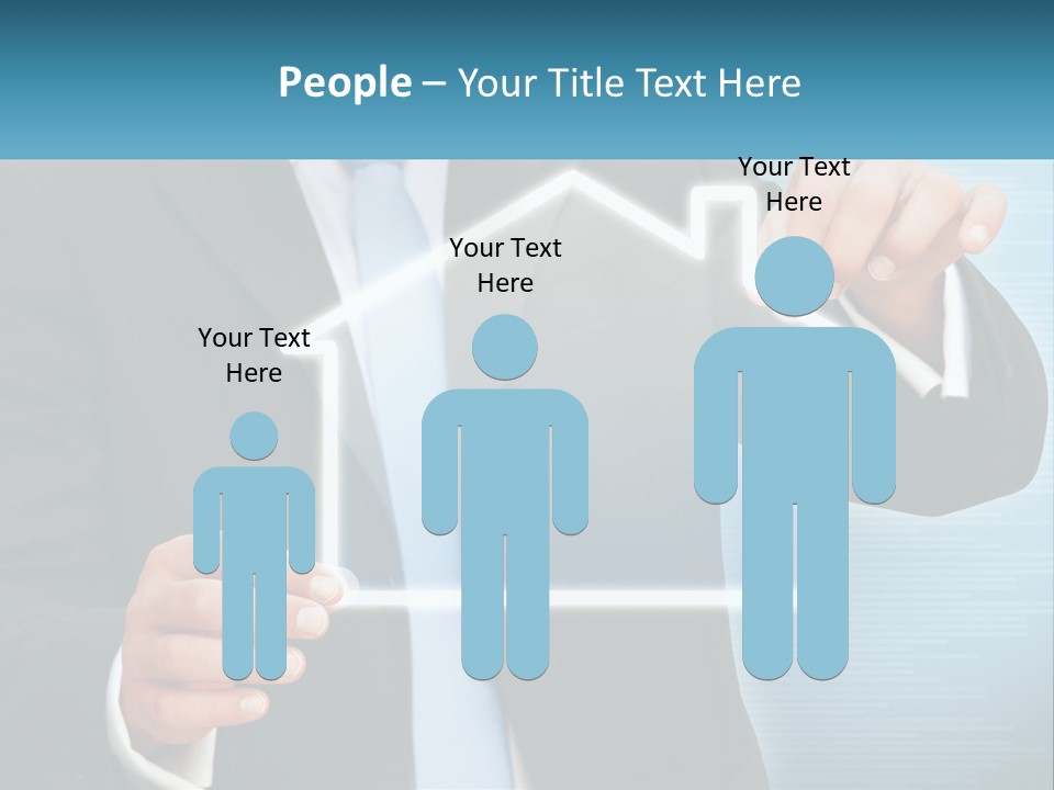 A Man In A Suit And Tie Is Pointing To A House PowerPoint Template