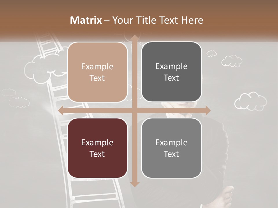 A Man Standing In Front Of A Chalkboard With A Ladder PowerPoint Template