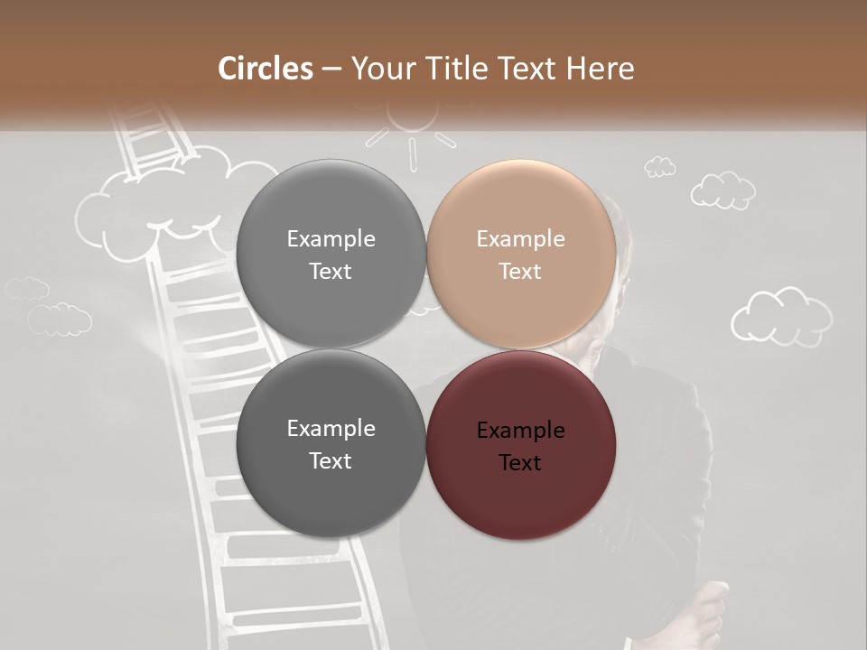 A Man Standing In Front Of A Chalkboard With A Ladder PowerPoint Template