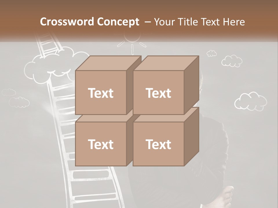 A Man Standing In Front Of A Chalkboard With A Ladder PowerPoint Template
