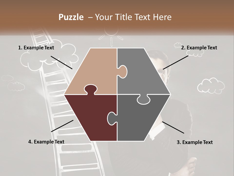 A Man Standing In Front Of A Chalkboard With A Ladder PowerPoint Template