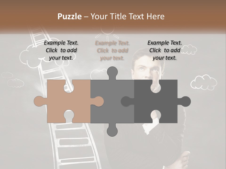 A Man Standing In Front Of A Chalkboard With A Ladder PowerPoint Template