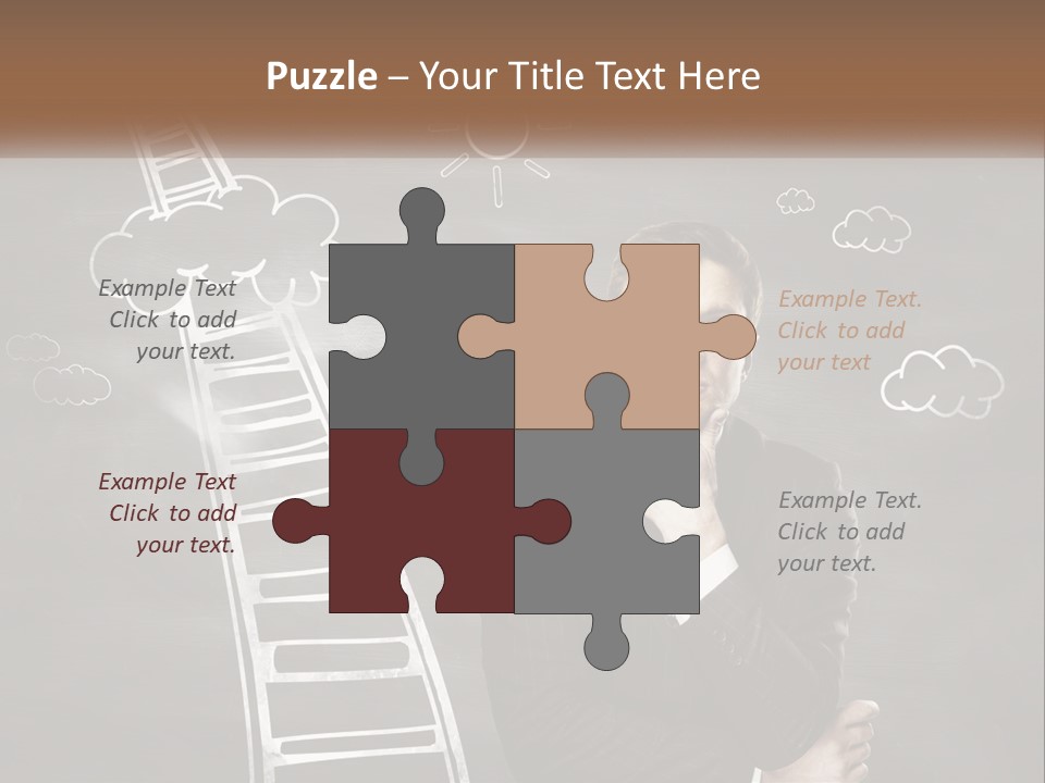 A Man Standing In Front Of A Chalkboard With A Ladder PowerPoint Template