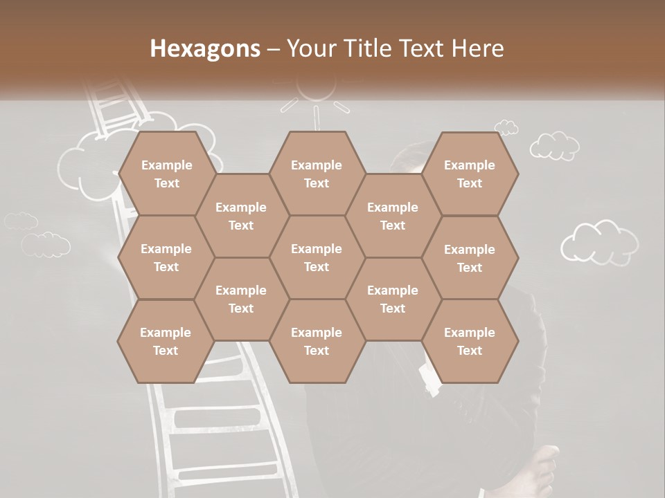 A Man Standing In Front Of A Chalkboard With A Ladder PowerPoint Template