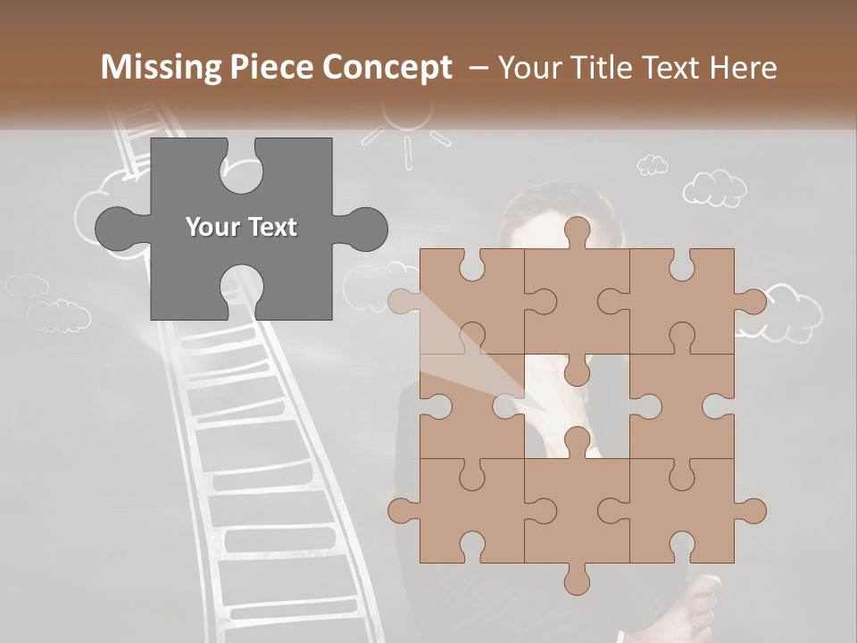 A Man Standing In Front Of A Chalkboard With A Ladder PowerPoint Template