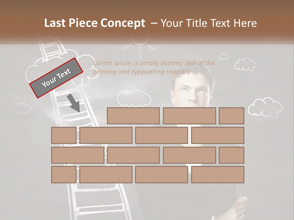 A Man Standing In Front Of A Chalkboard With A Ladder PowerPoint Template