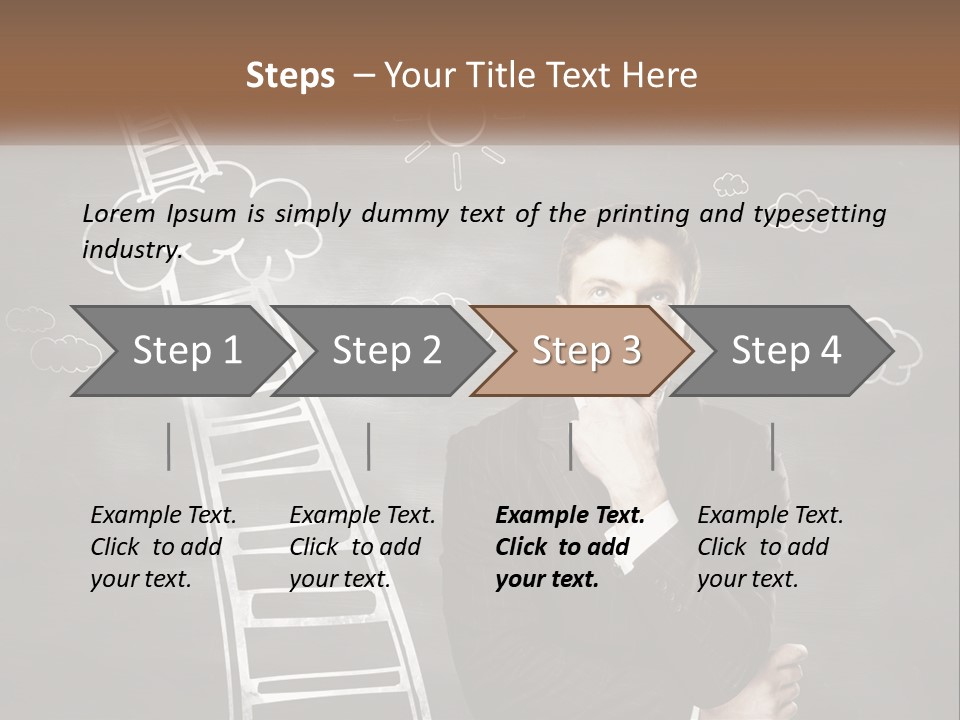A Man Standing In Front Of A Chalkboard With A Ladder PowerPoint Template