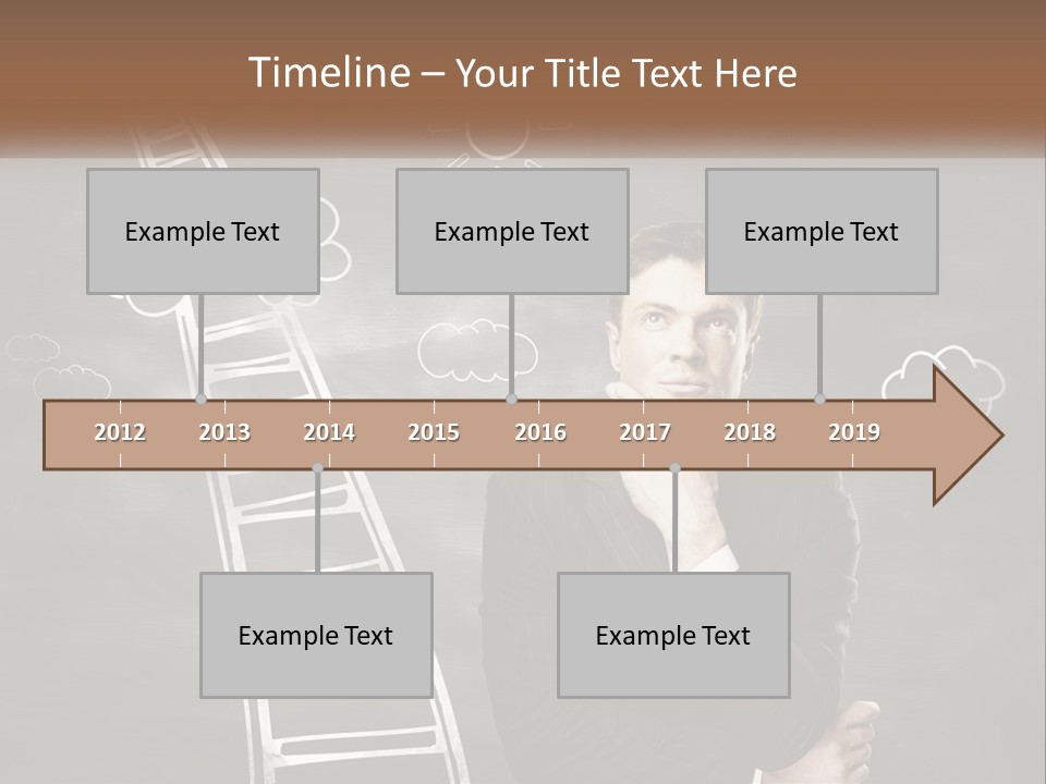 A Man Standing In Front Of A Chalkboard With A Ladder PowerPoint Template