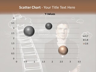 A Man Standing In Front Of A Chalkboard With A Ladder PowerPoint Template