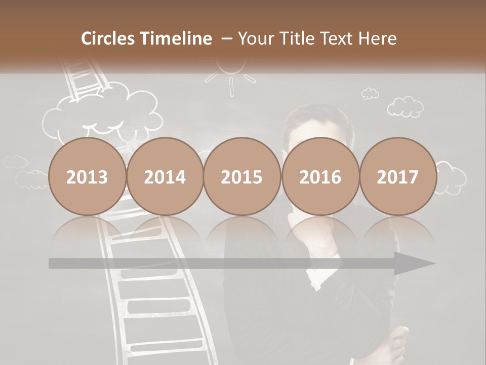 A Man Standing In Front Of A Chalkboard With A Ladder PowerPoint Template