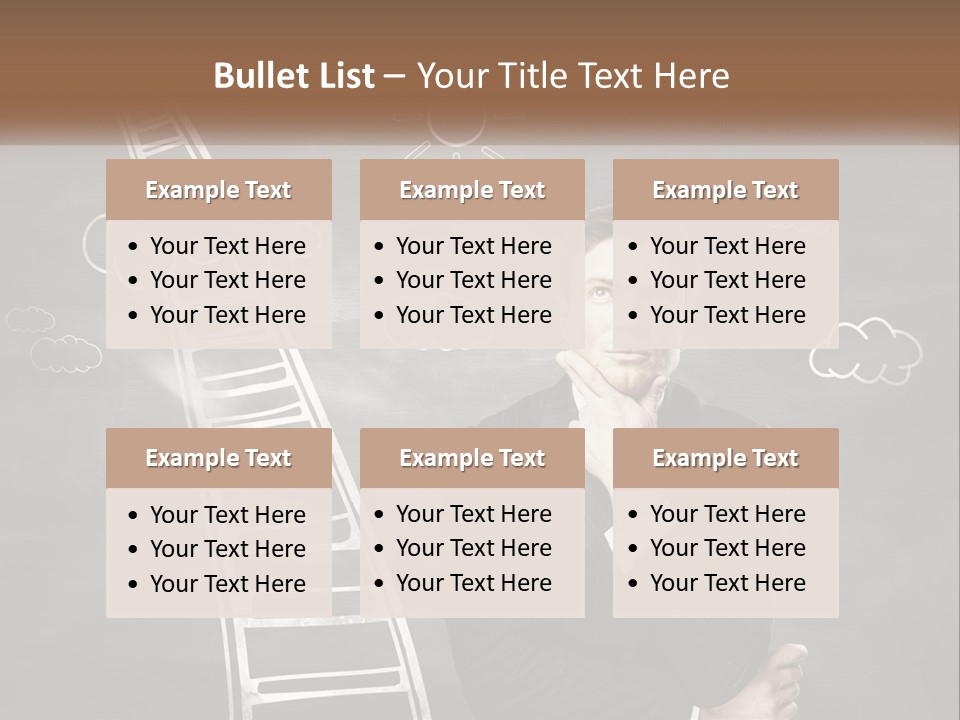 A Man Standing In Front Of A Chalkboard With A Ladder PowerPoint Template