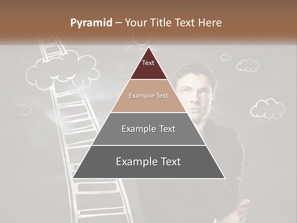 A Man Standing In Front Of A Chalkboard With A Ladder PowerPoint Template