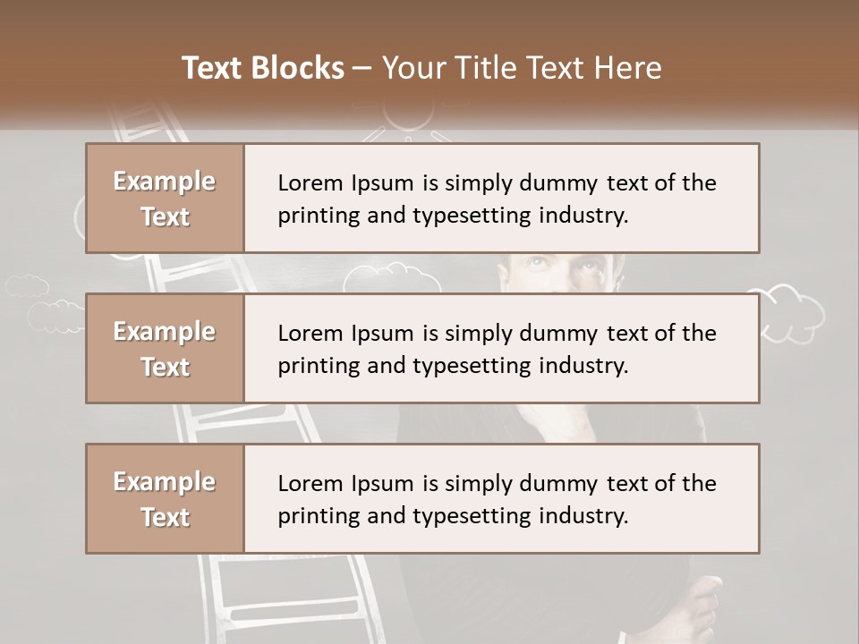 A Man Standing In Front Of A Chalkboard With A Ladder PowerPoint Template