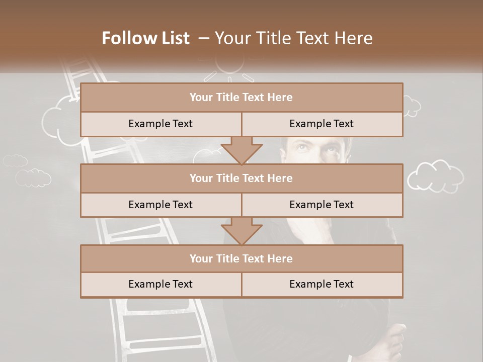 A Man Standing In Front Of A Chalkboard With A Ladder PowerPoint Template