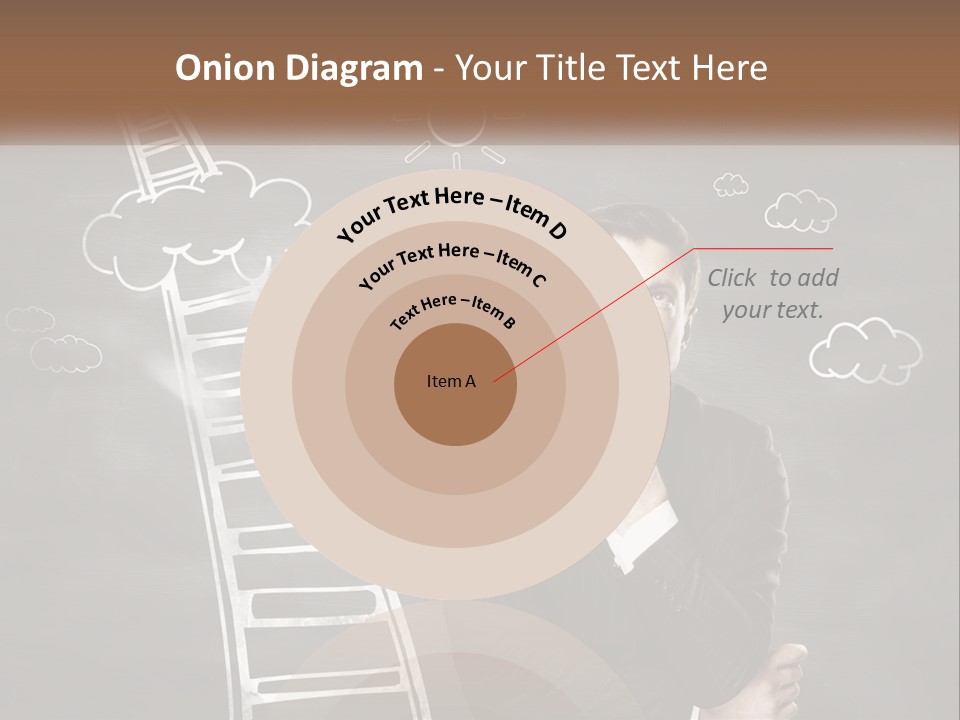 A Man Standing In Front Of A Chalkboard With A Ladder PowerPoint Template
