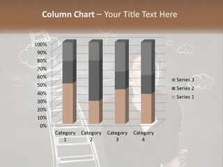 A Man Standing In Front Of A Chalkboard With A Ladder PowerPoint Template