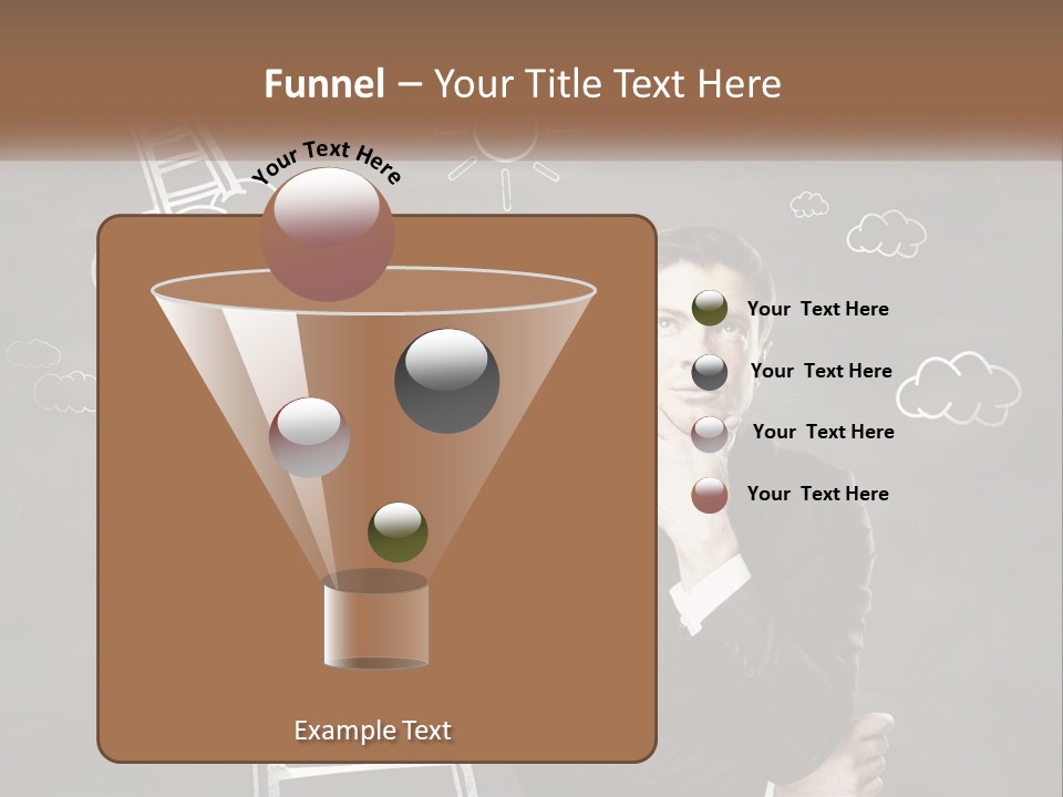 A Man Standing In Front Of A Chalkboard With A Ladder PowerPoint Template