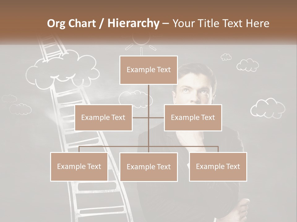 A Man Standing In Front Of A Chalkboard With A Ladder PowerPoint Template