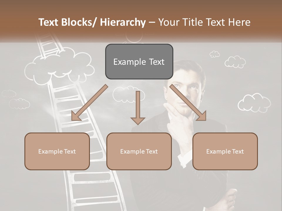 A Man Standing In Front Of A Chalkboard With A Ladder PowerPoint Template