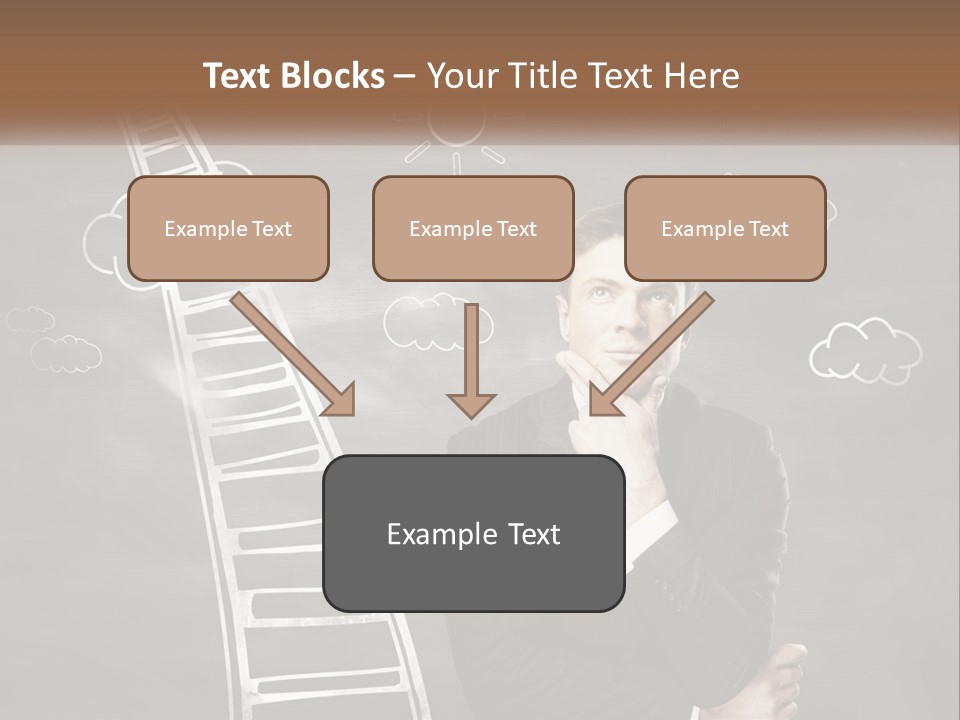 A Man Standing In Front Of A Chalkboard With A Ladder PowerPoint Template