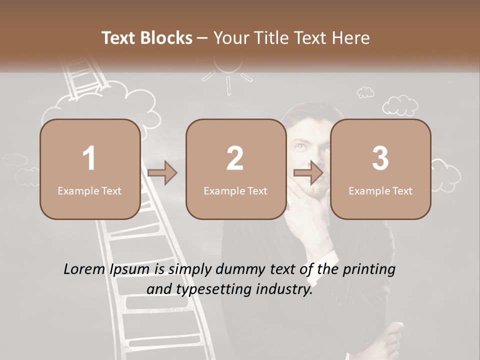 A Man Standing In Front Of A Chalkboard With A Ladder PowerPoint Template