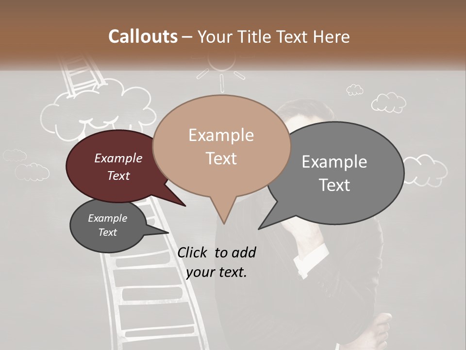 A Man Standing In Front Of A Chalkboard With A Ladder PowerPoint Template