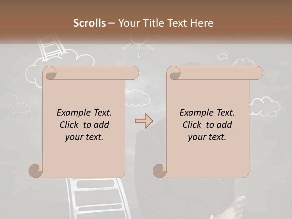 A Man Standing In Front Of A Chalkboard With A Ladder PowerPoint Template