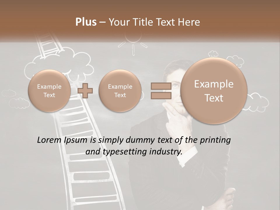 A Man Standing In Front Of A Chalkboard With A Ladder PowerPoint Template