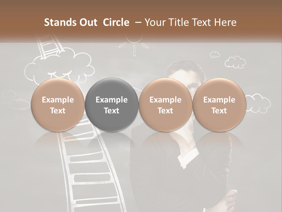 A Man Standing In Front Of A Chalkboard With A Ladder PowerPoint Template