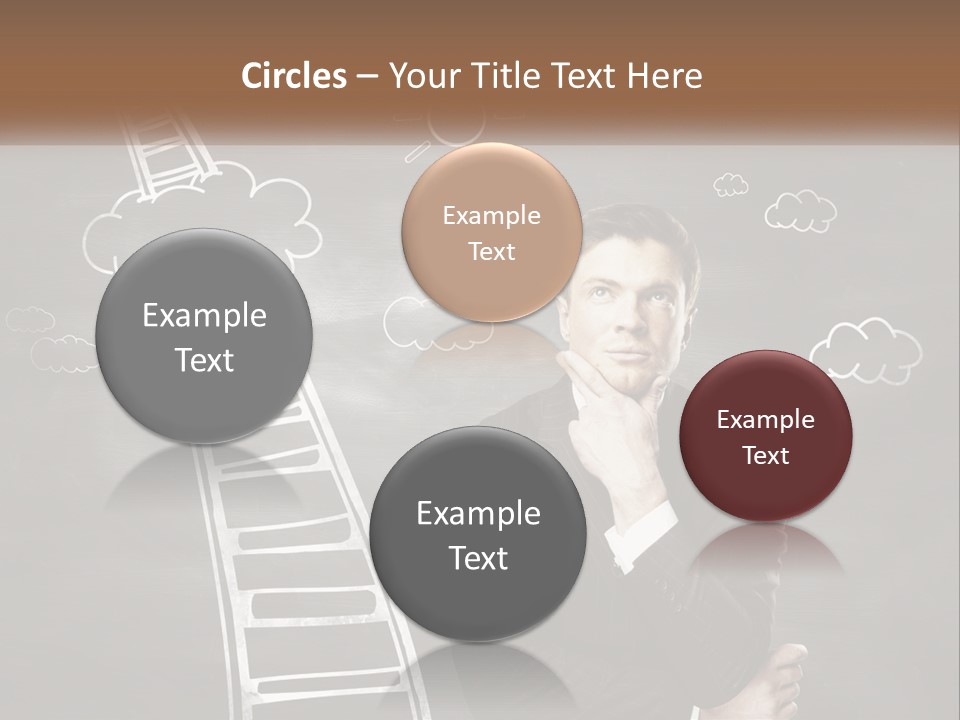 A Man Standing In Front Of A Chalkboard With A Ladder PowerPoint Template