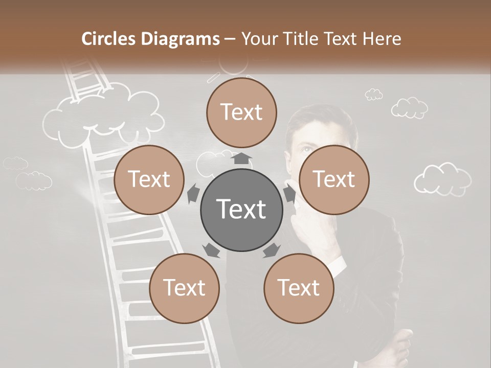 A Man Standing In Front Of A Chalkboard With A Ladder PowerPoint Template