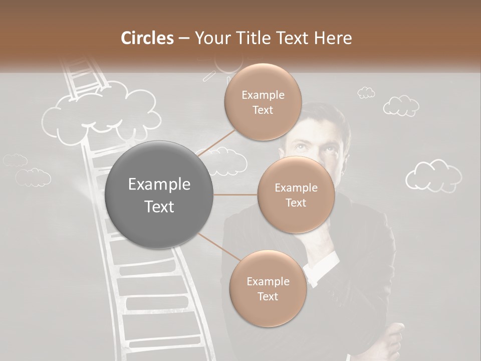 A Man Standing In Front Of A Chalkboard With A Ladder PowerPoint Template