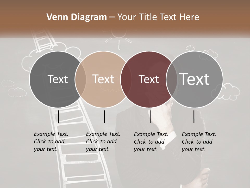 A Man Standing In Front Of A Chalkboard With A Ladder PowerPoint Template