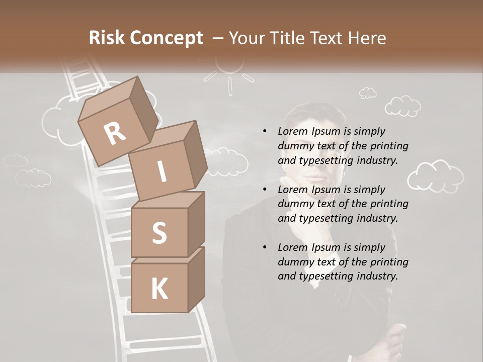 A Man Standing In Front Of A Chalkboard With A Ladder PowerPoint Template