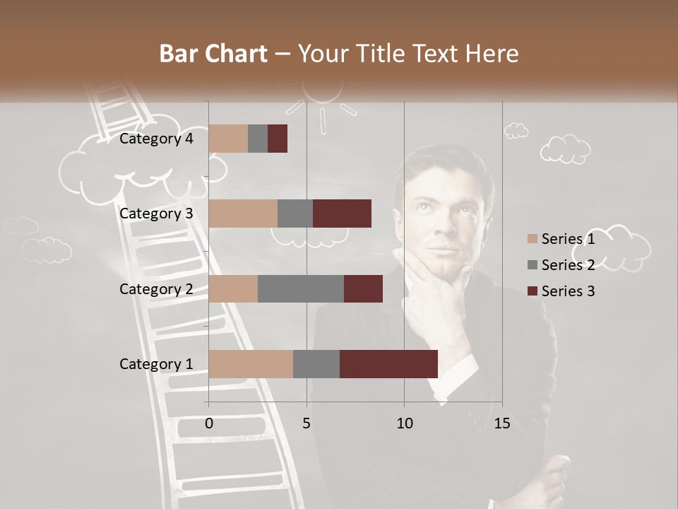 A Man Standing In Front Of A Chalkboard With A Ladder PowerPoint Template