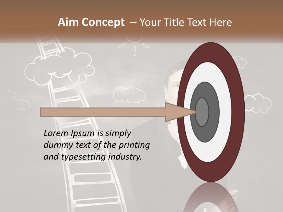 A Man Standing In Front Of A Chalkboard With A Ladder PowerPoint Template