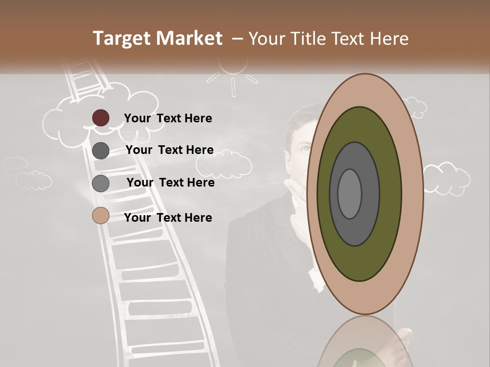 A Man Standing In Front Of A Chalkboard With A Ladder PowerPoint Template