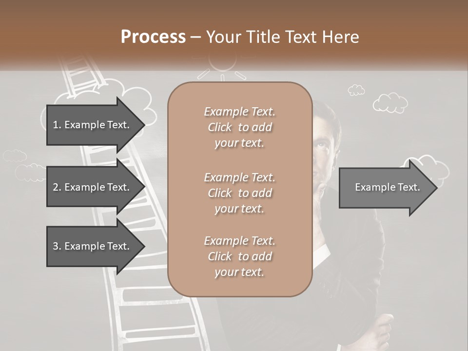 A Man Standing In Front Of A Chalkboard With A Ladder PowerPoint Template