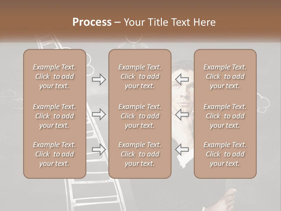 A Man Standing In Front Of A Chalkboard With A Ladder PowerPoint Template
