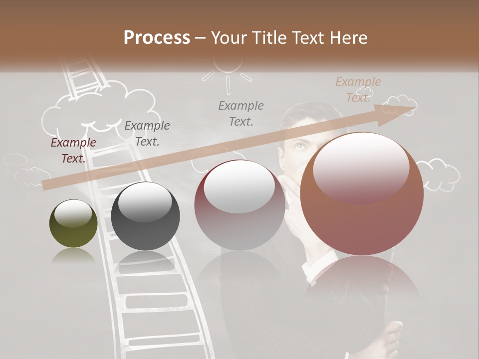 A Man Standing In Front Of A Chalkboard With A Ladder PowerPoint Template