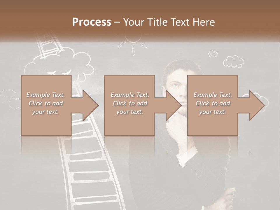 A Man Standing In Front Of A Chalkboard With A Ladder PowerPoint Template