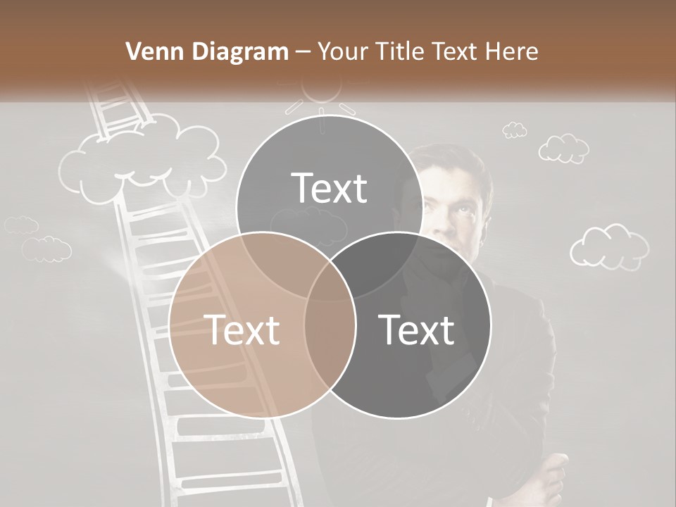 A Man Standing In Front Of A Chalkboard With A Ladder PowerPoint Template
