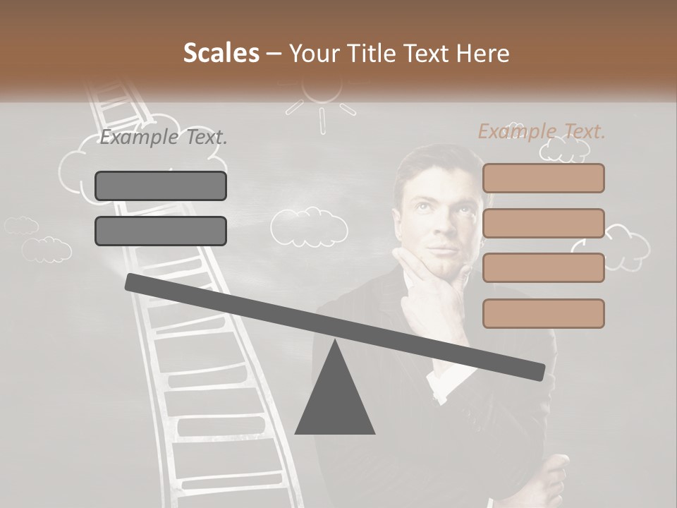 A Man Standing In Front Of A Chalkboard With A Ladder PowerPoint Template